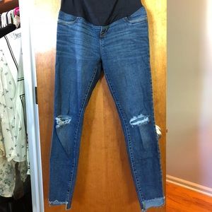 Destructed Full Panel Skinny Maternity Jeans